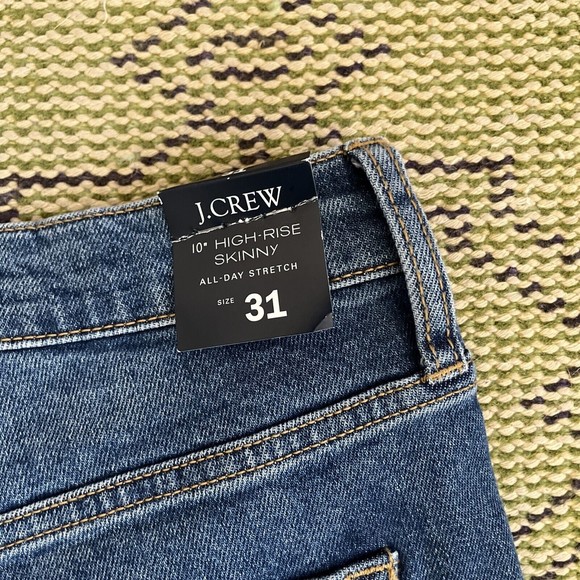 J.Crew 10” High Rise Skinny Jeans Button Fly Women's 31 Distressed NWT NEW - Picture 5 of 7